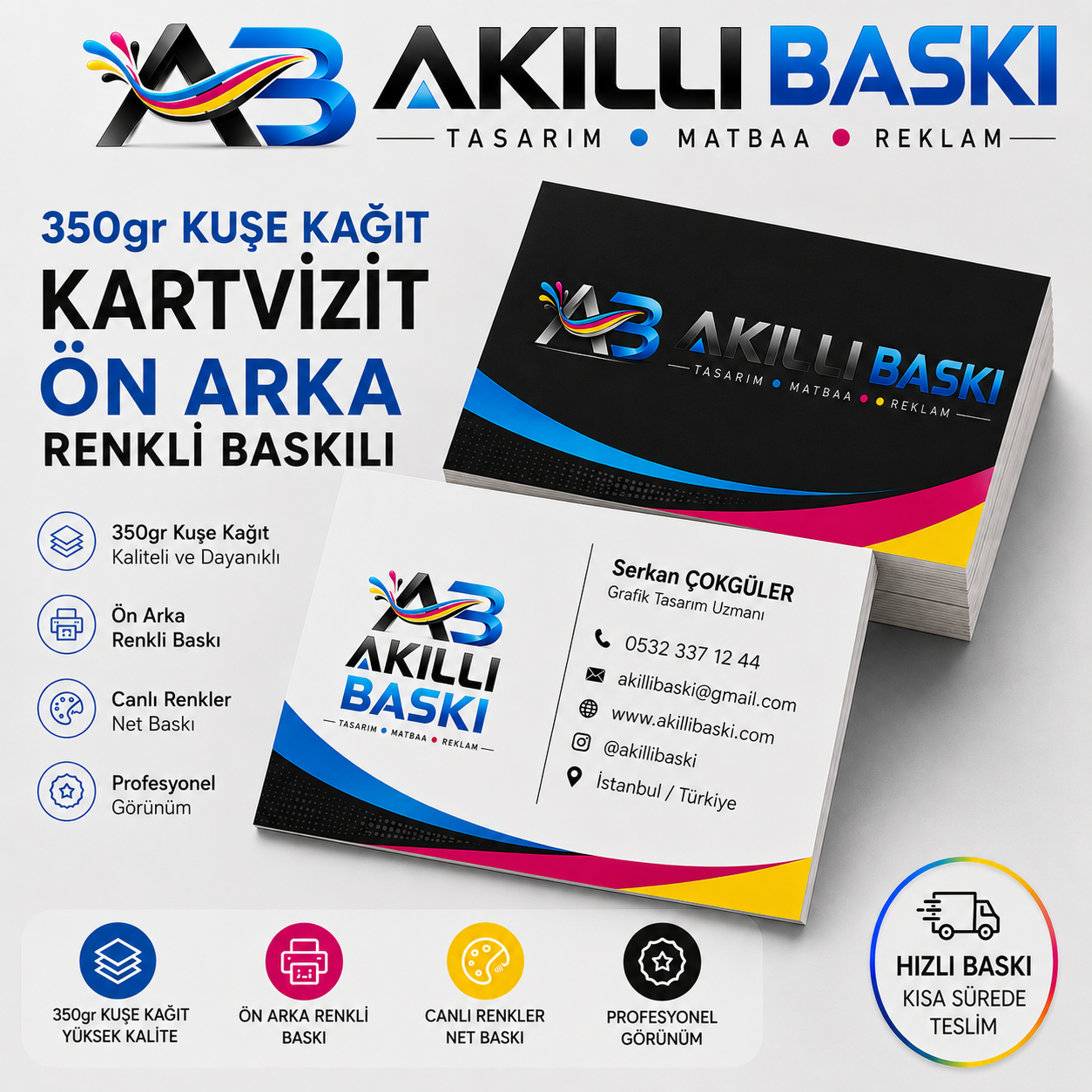 350gr kuşe kağıt kartvizit
