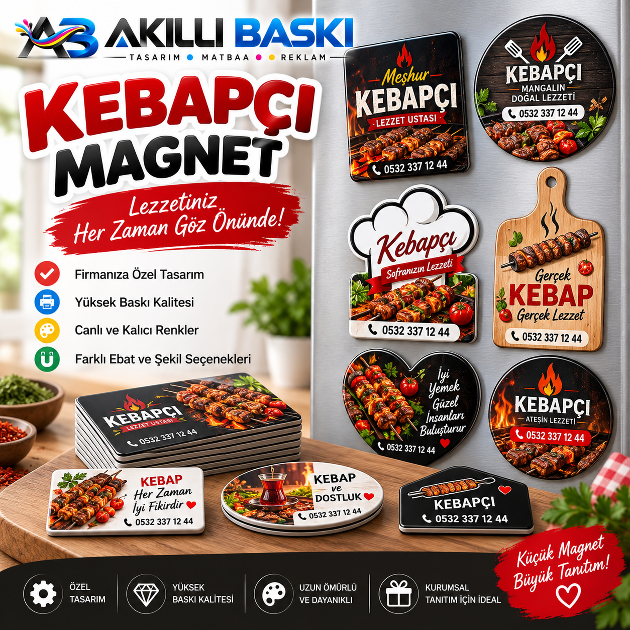 Baskılı Kebapçı Buzdolabı Magneti