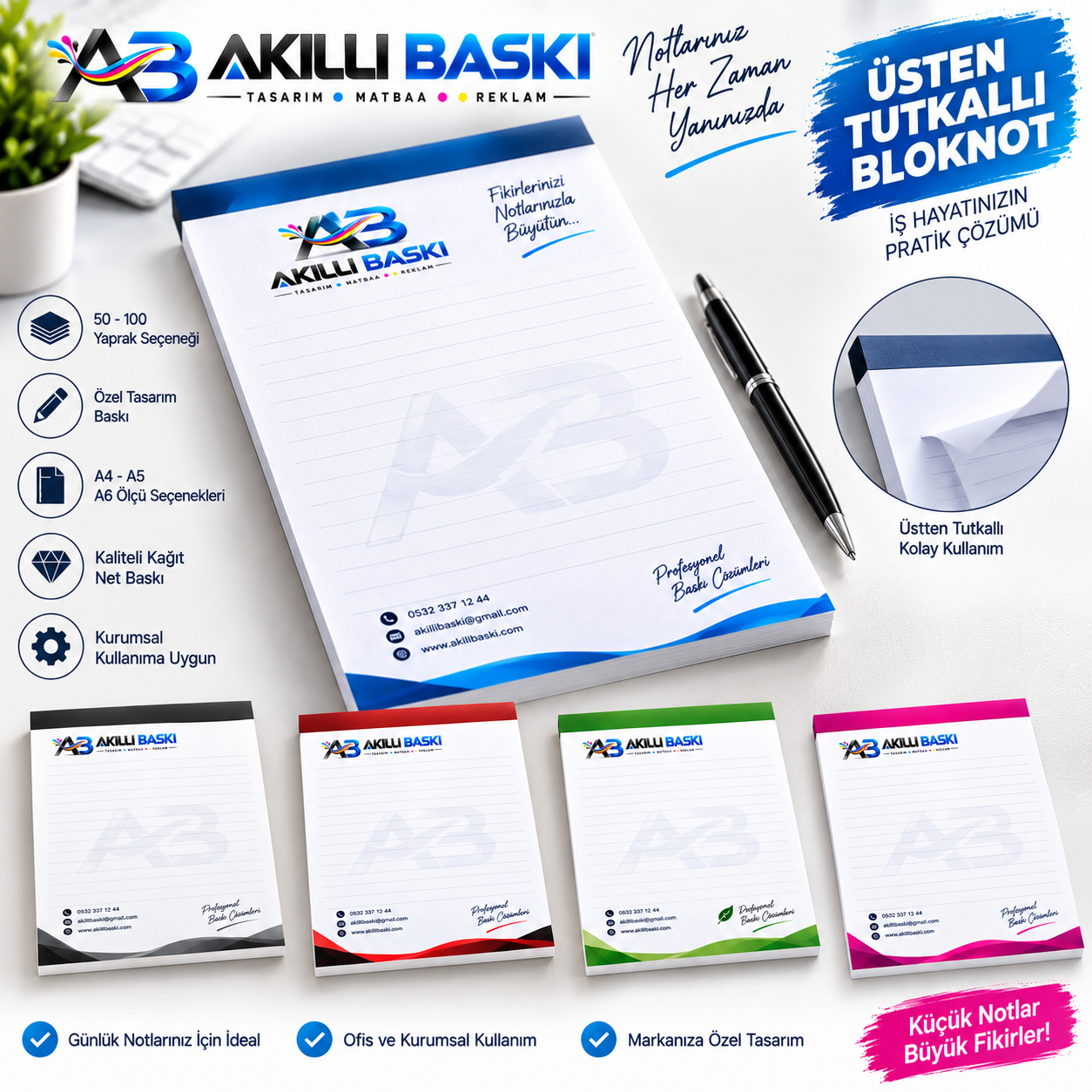 üstten tutkallı bloknot